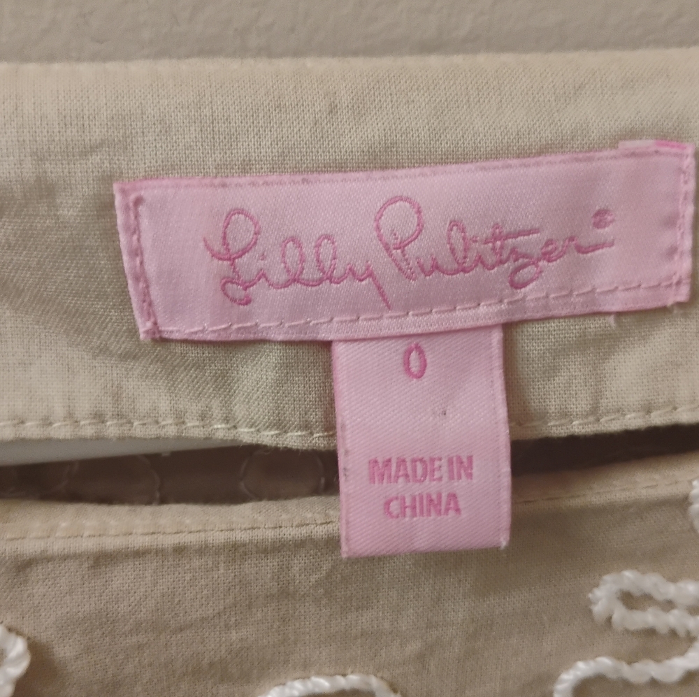 Lilly Pulitzer Yasmine Embroidered 100% Cotton Blouse Sz 0 - Picture 2 of 5